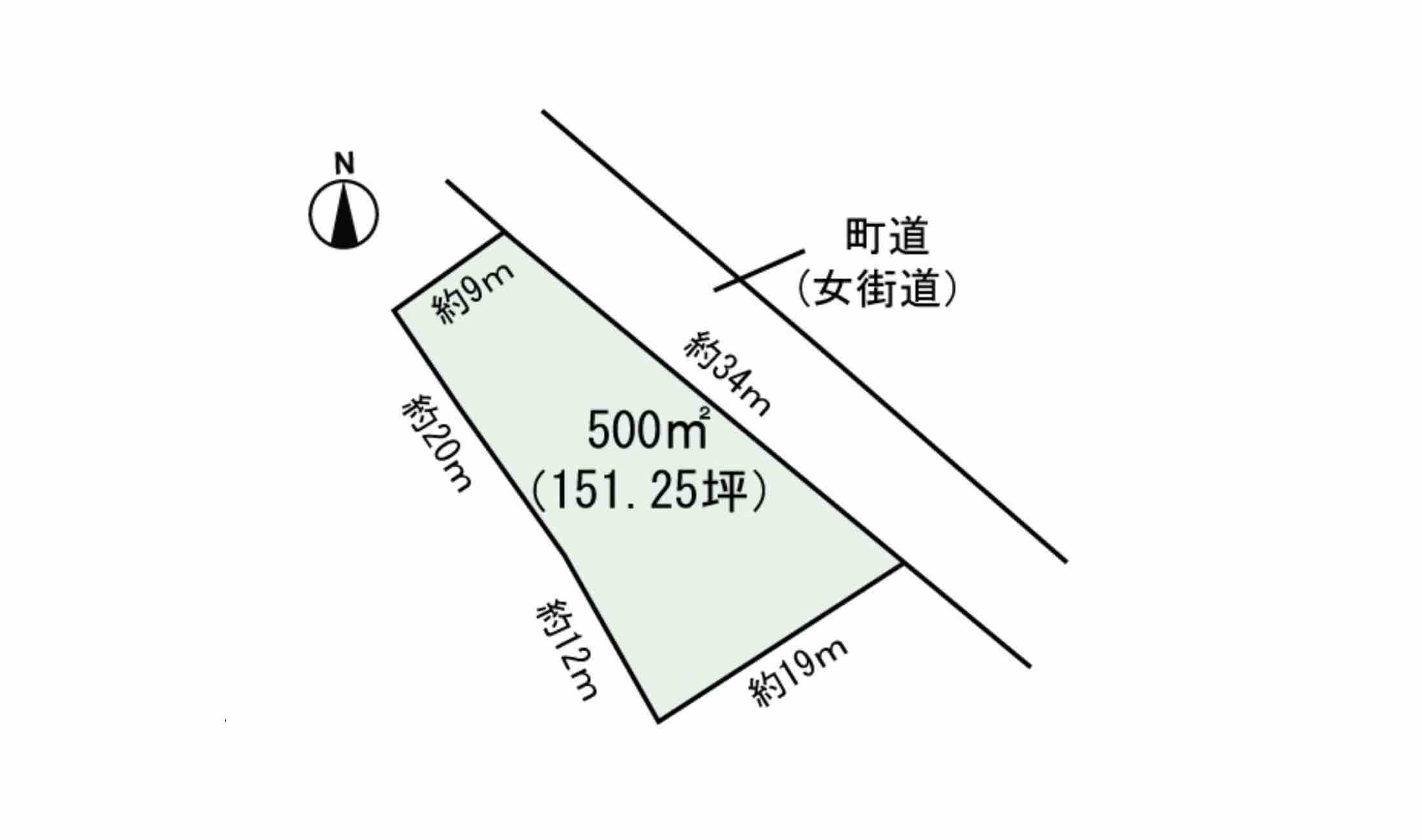 南軽井沢女街道沿いの土地の俯瞰図