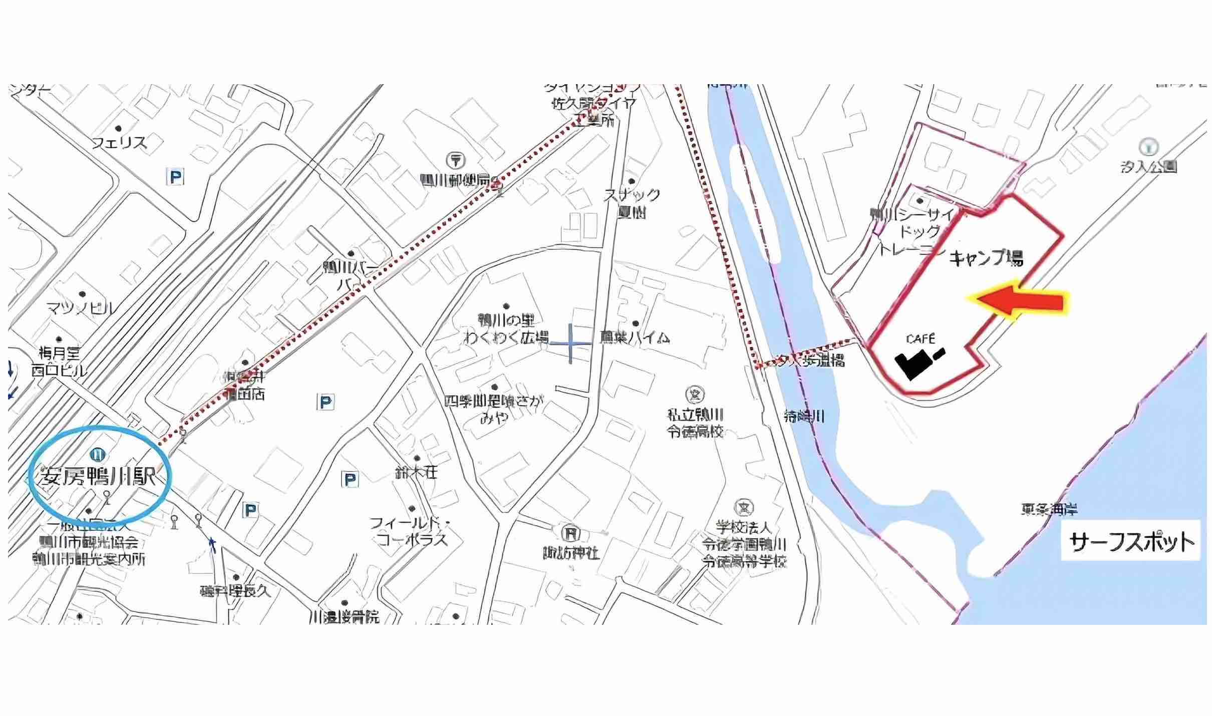 鴨川キャンプ場の地図